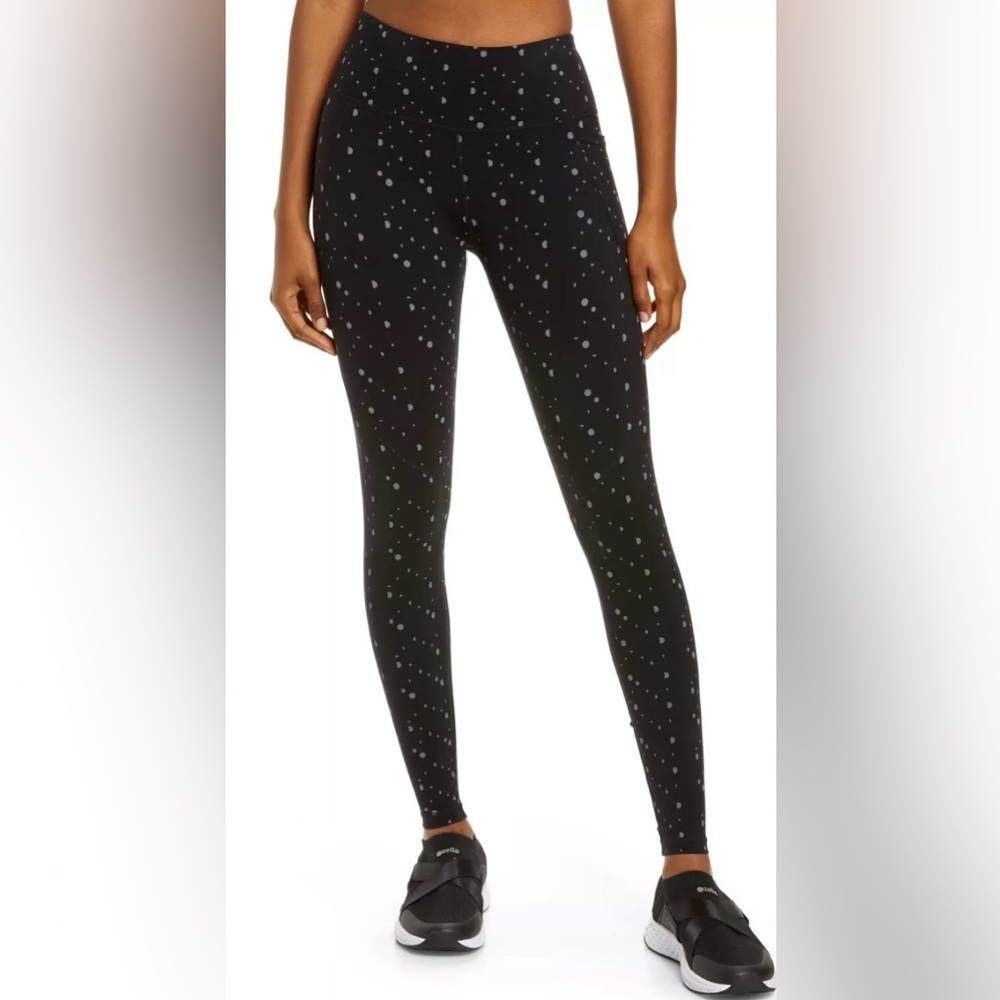 SWEATY BETTY-Power Reflective Pocket Workout Leggings-Size: 0/2-Black Dot-NEW!!